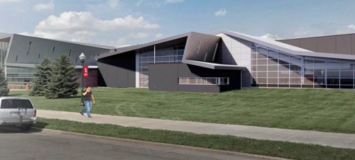 The mock up of the new expansion center building.