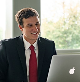 Student working on a laptop