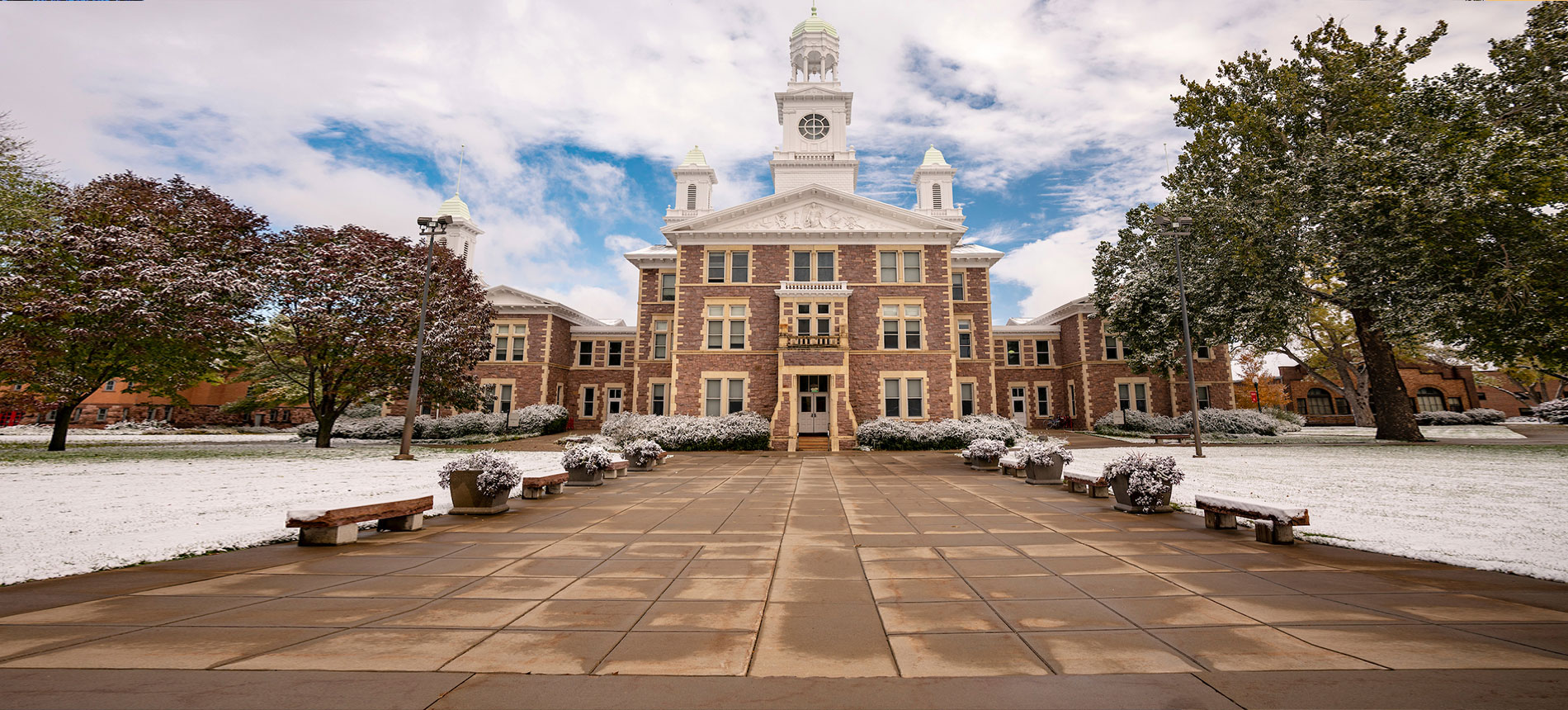 Photo of iconic Old Main in the winter