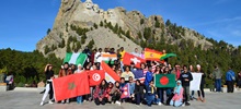 Students from the International Office on a trip to mount rushmore.