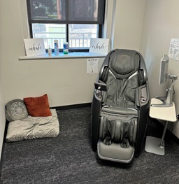 A massage chair in the SCC.