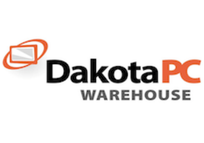 A black logo that days DakotaPC Warehouse.