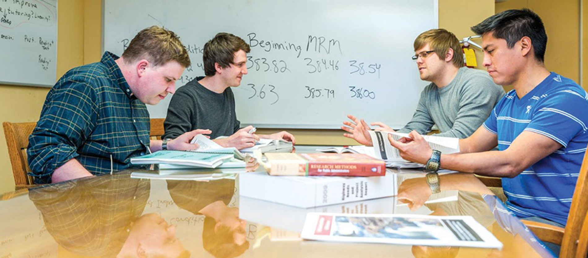 Student working together at a large table