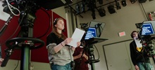 Behind the scenes during Coyote News TV.