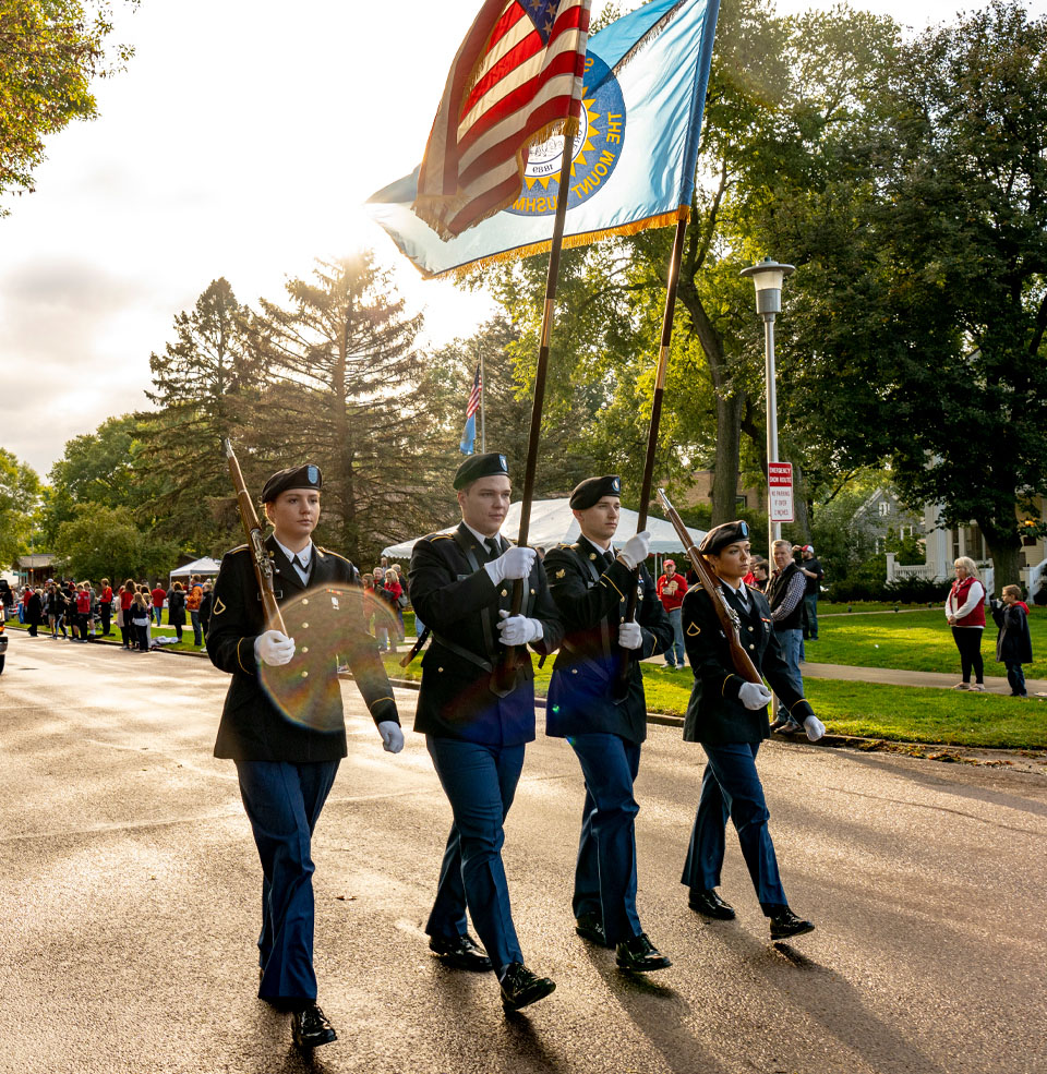 Color Guard Walking through Parade