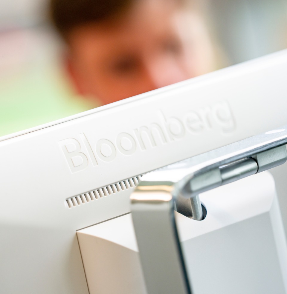 A student working on a Bloomberg Terminal.