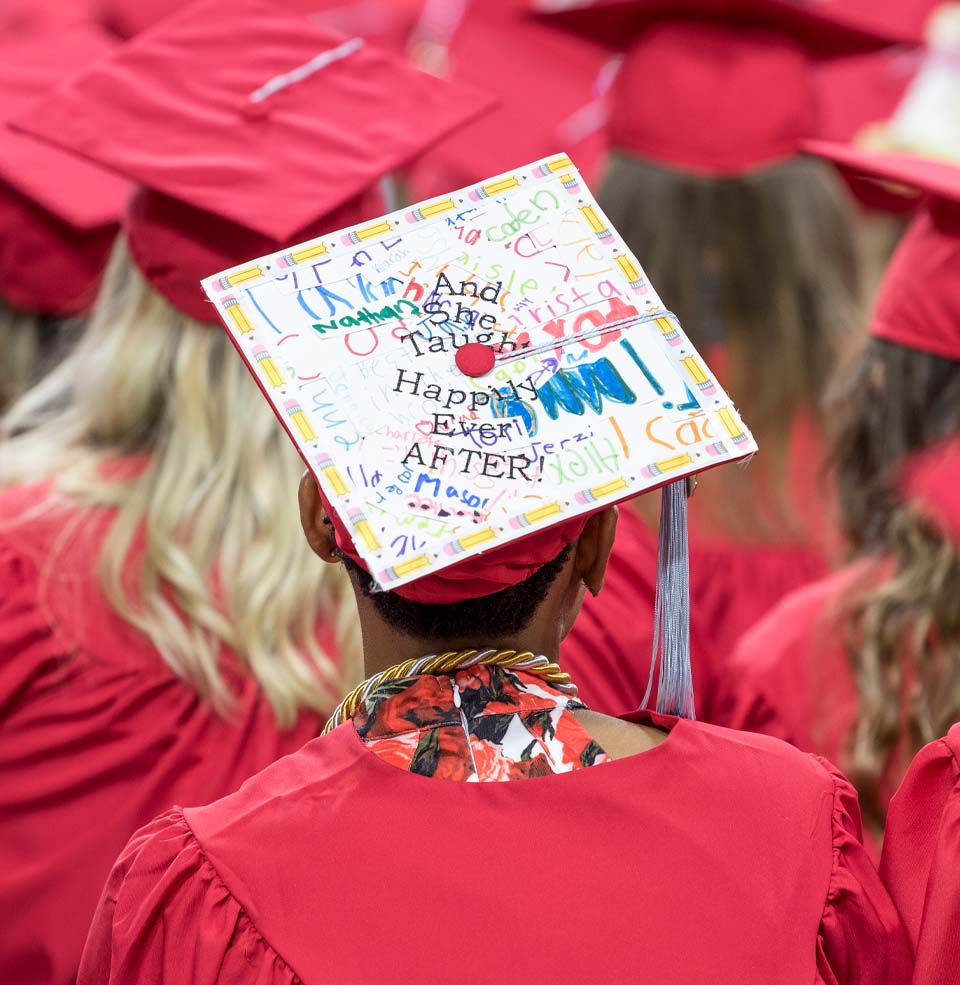 Student at Graduation Ceremony with Decorated Cap