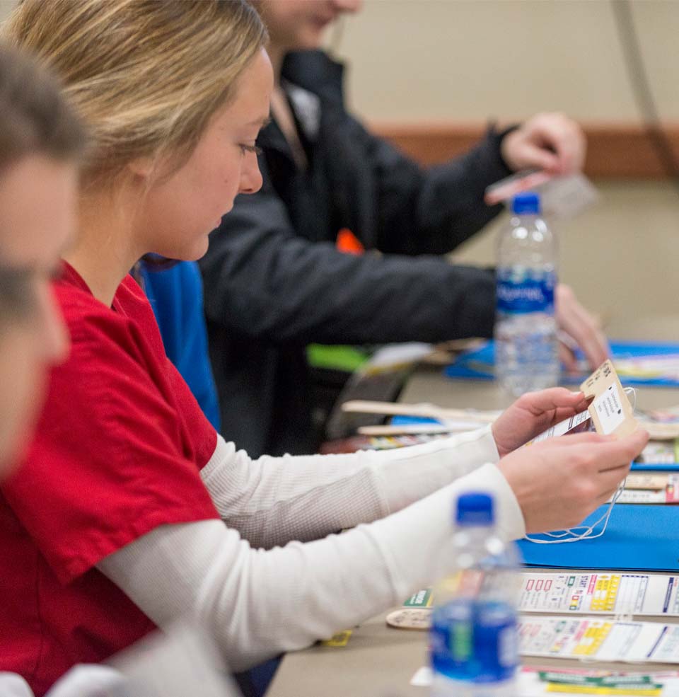 Nursing students in the community during an event.