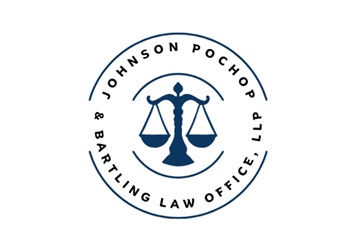 The logo of the Johnson Law Office with a scale in blue.