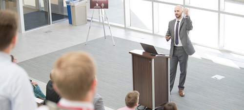 A speaker at the Scholarship Pathways Program.