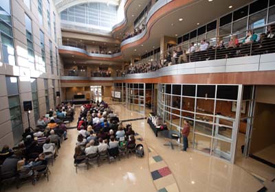 The interior of the school of medicine.