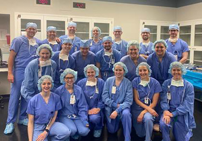 Surgery residents in scrubs.