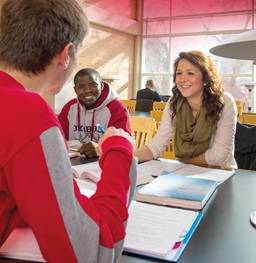 Students studying at a table