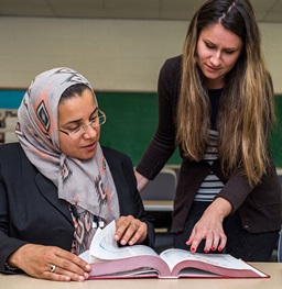 A student receiving instruction.
