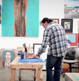 Keith Braveheart works in his dedicated graudate studio space.