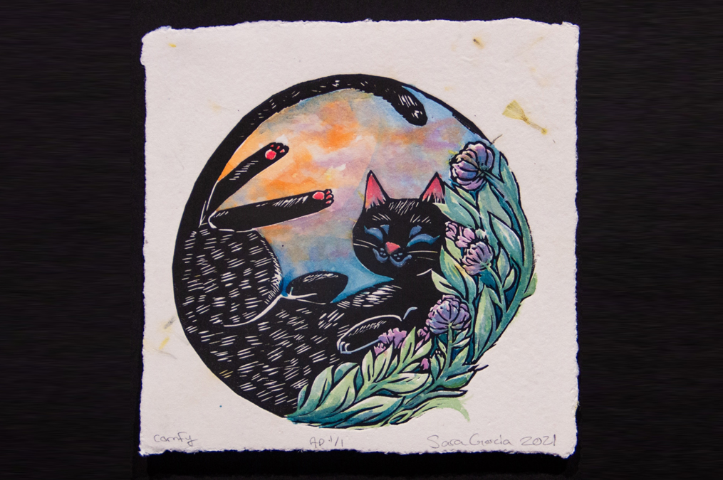 A piece of student printmaking art.