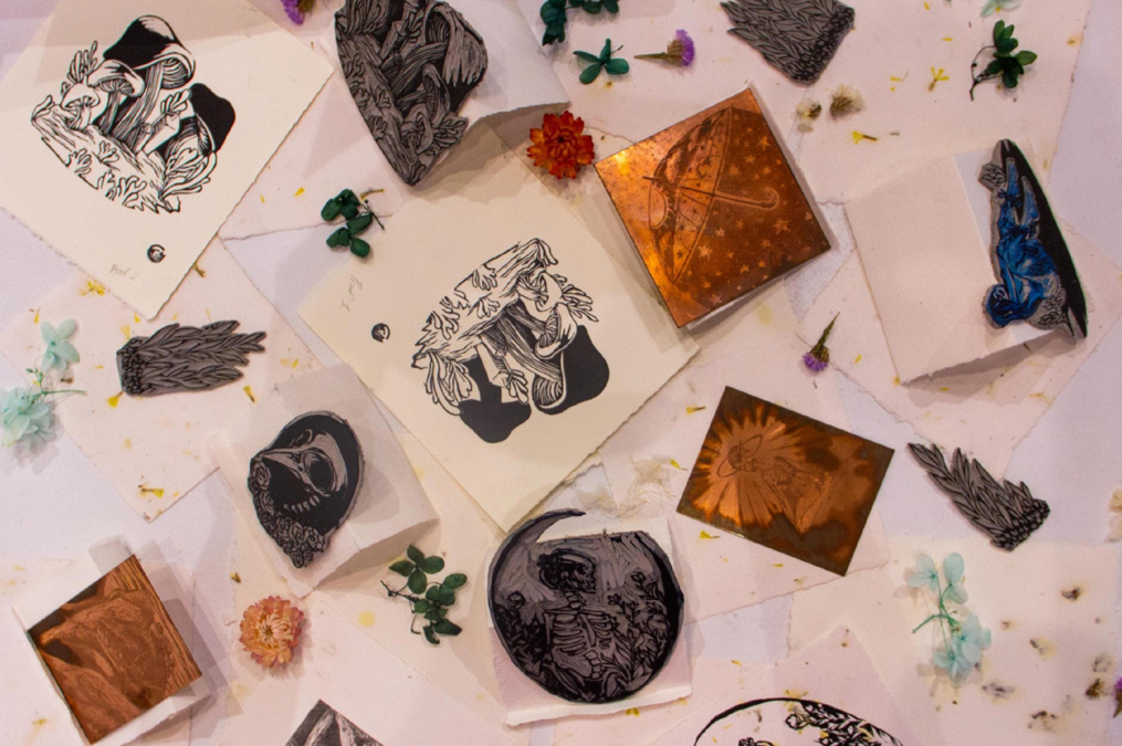 A piece of student printmaking art.