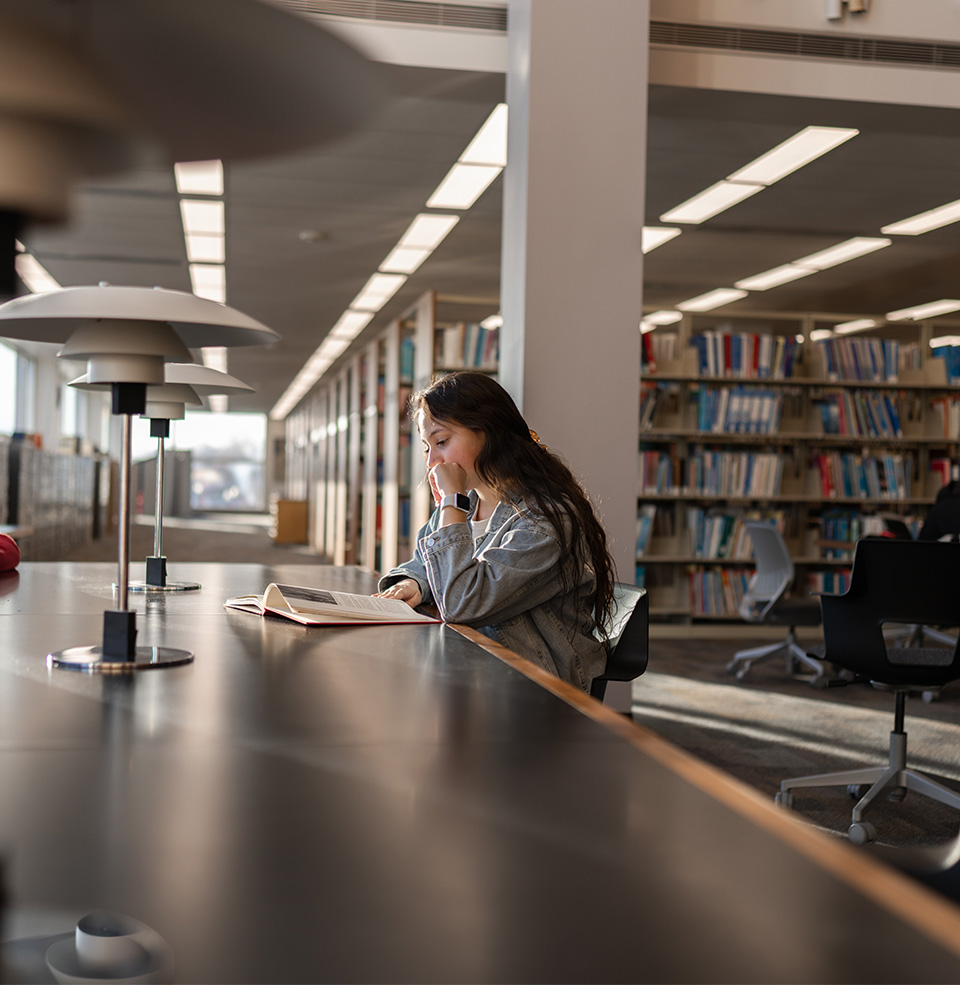 Student studying at table 