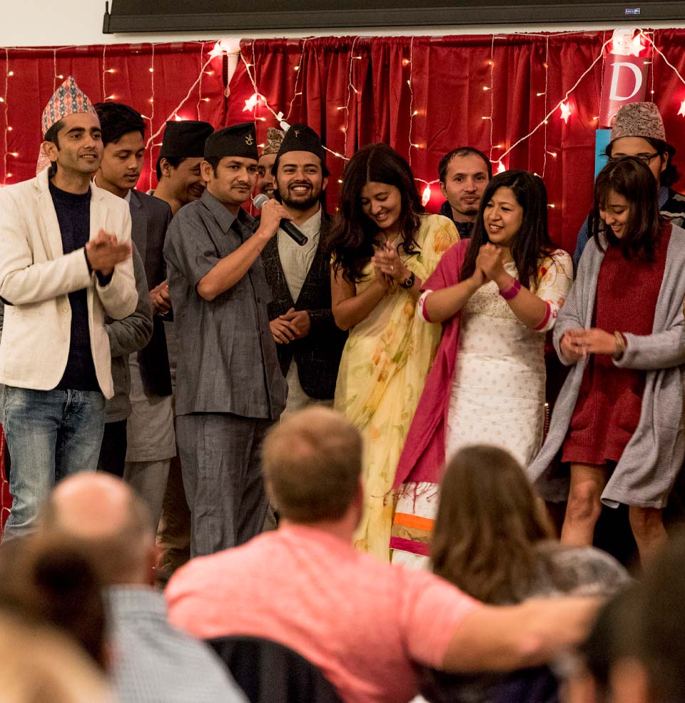 Students on Stage at Diwali Event