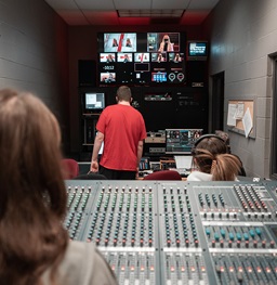 Students in the news directors booth