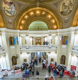 The South Dakota capitol building interior view.