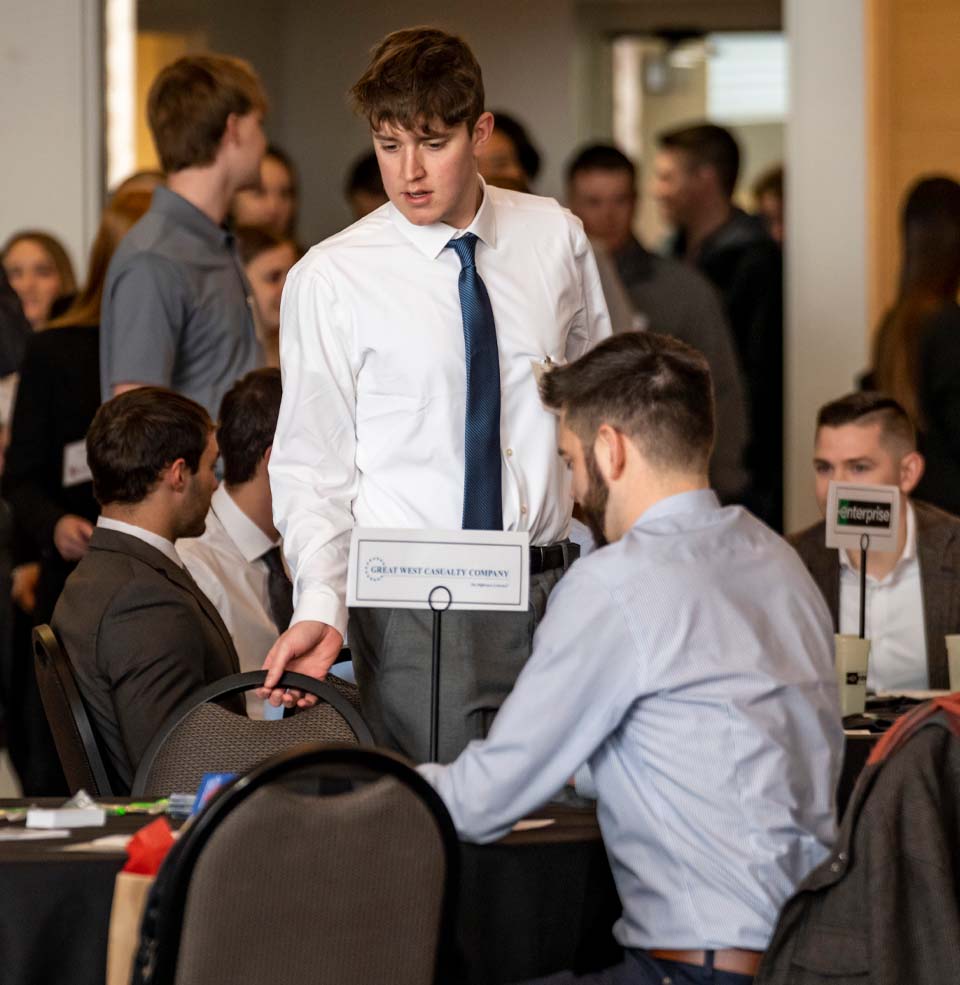 A room filled with business students