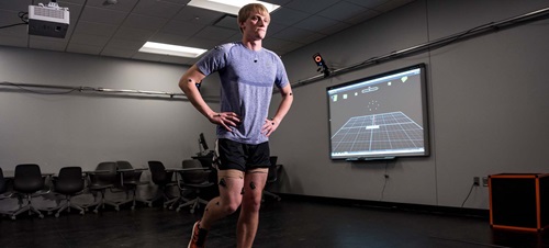 Student Inside the Biomechanics Lab