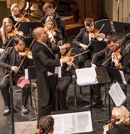 The USD Symphony orchestra performing.