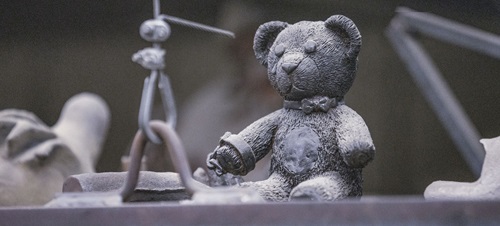 A student made cast iron teddy bear.