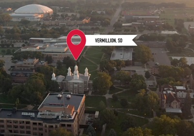 An overhead view of Vermillion, SD.
