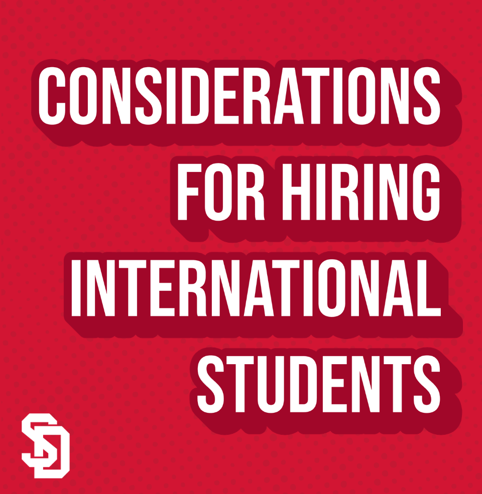 red background with white text that says considerations with international students