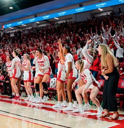 Coyote women's basketball excited crowd during a game