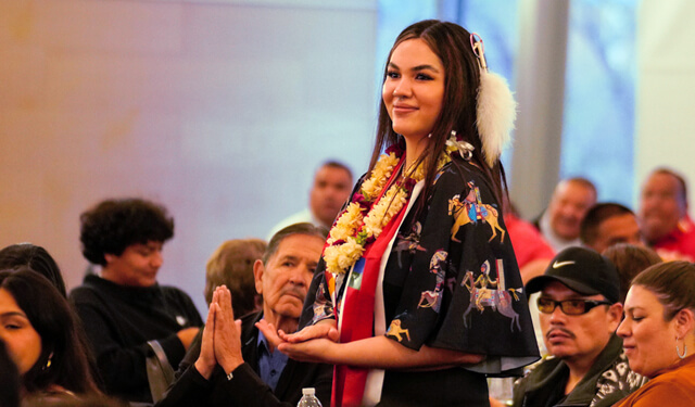 Native American USD Student at Alumni Dinner