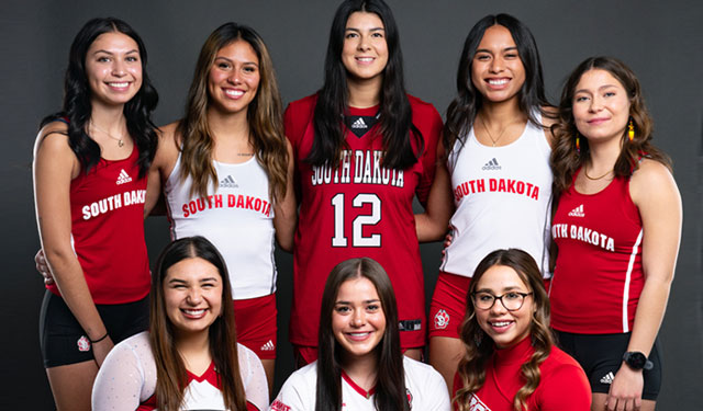 Group of eight Native American USD Athletes