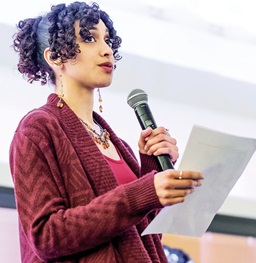 Female giving a presentation