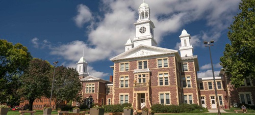 A wide shot of Old Main during the day.