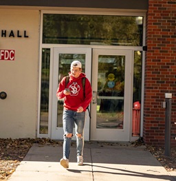 Student Walking Outside of Residence