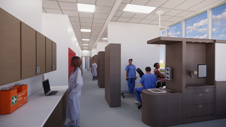A digital rendering of the Delta Dental Oral Health Center.