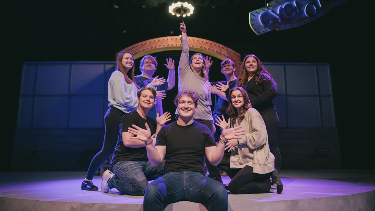 University of South Dakota Theatre students strike a pose while they rehearse for their upcoming performance