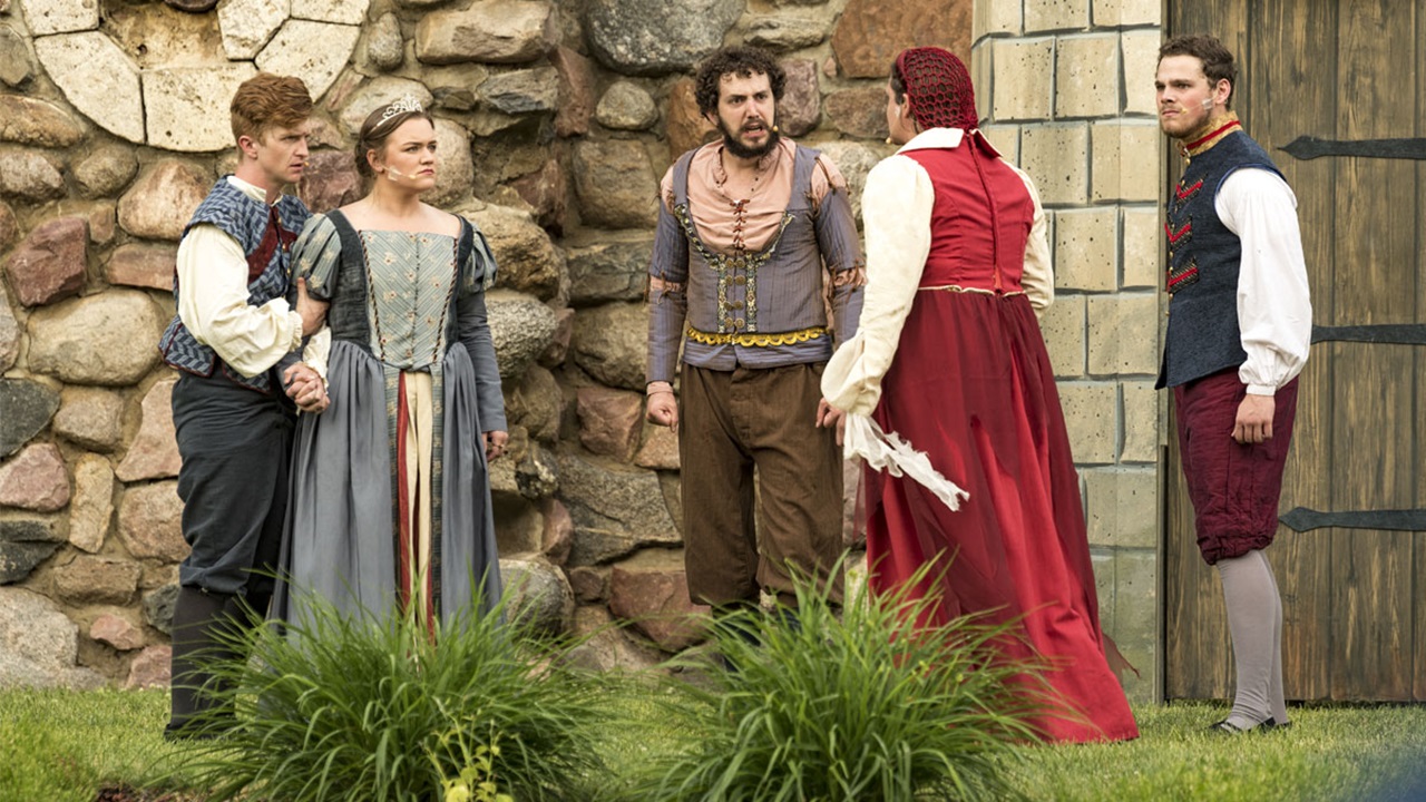 A group of actors perform at the annual Shakespeare in the Park in Vermillion's Prentis Park. A group of actors perform at the annual Shakespeare in the Park in Vermillion's Prentis Park.