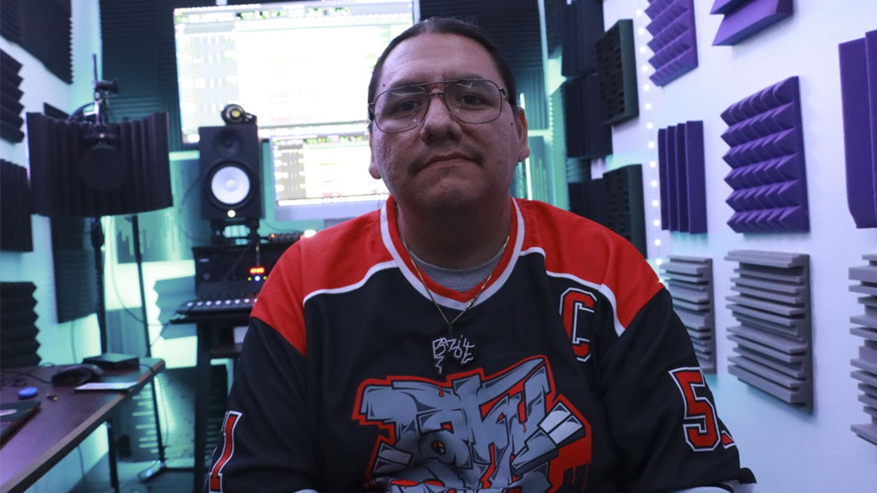 Talon "Bazille" Ducheneaux in a recording studio. Talon "Bazille" Ducheneaux in a recording studio.