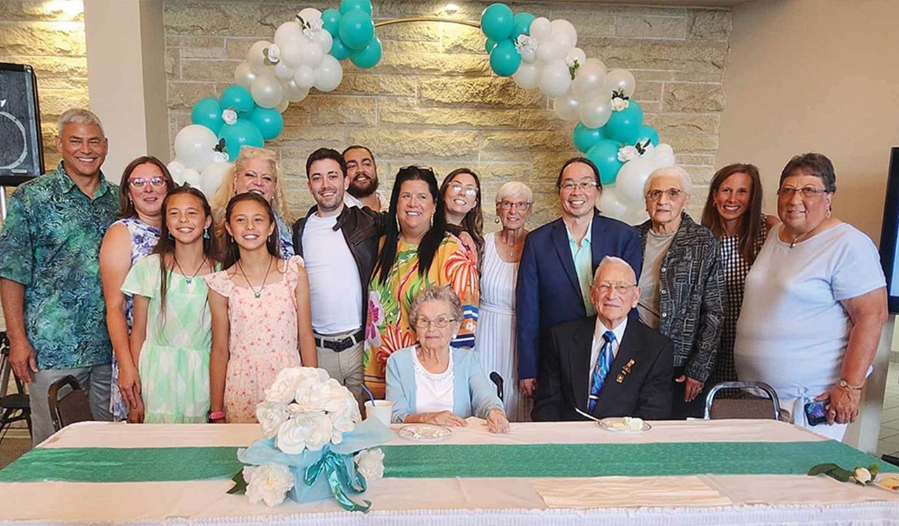 Dr. Arnold Fenske, and his wife, Alanna, with loved ones at their anniversary celebration. Dr. Arnold Fenske, and his wife, Alanna, recently celebrated their 70th wedding anniversary.
