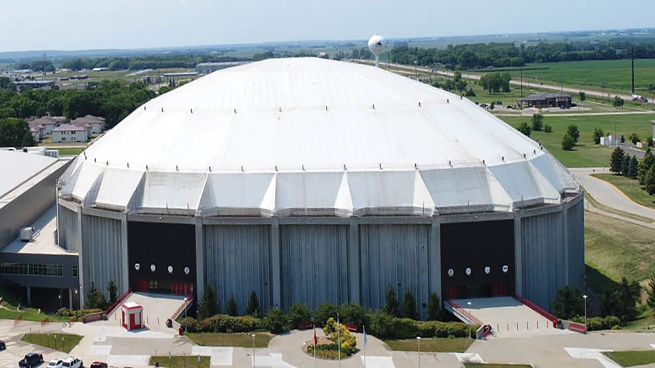 A drone image of the DakotaDome A drone image of the DakotaDome