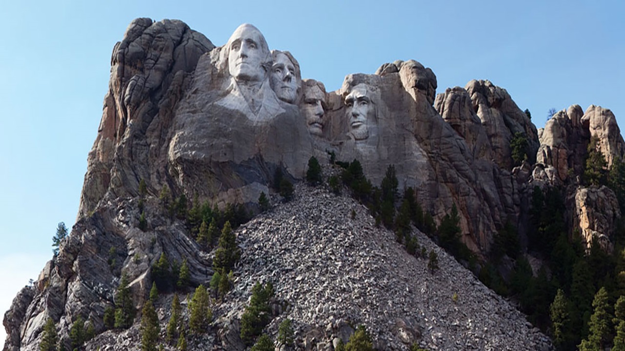 Mount Rushmore on a clear, sunny day Mount Rushmore on a clear, sunny day