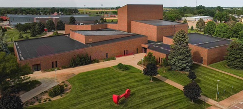 An overhead shot of the Warren M Lee center for the Fine Arts.