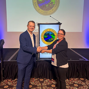Cameron Morgan receives the William F. Day Jr. Law Student Pro Bono Award at the South Dakota State Bar Association Annual Convention.