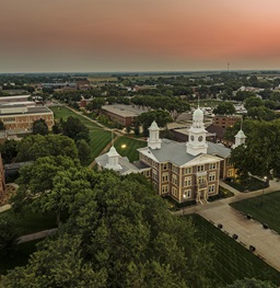 sunset aerial view of USD campus