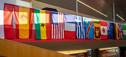 Various Country Flags Hanging