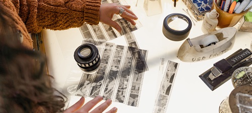 A photo studio working with a reel.