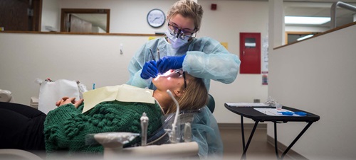 Student Hygienist Cleaning Patient's Teeth